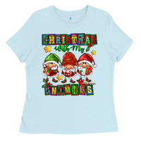 Baby Blue christmas with my gnomies Ladies Tee - FaDigitalArtStudio