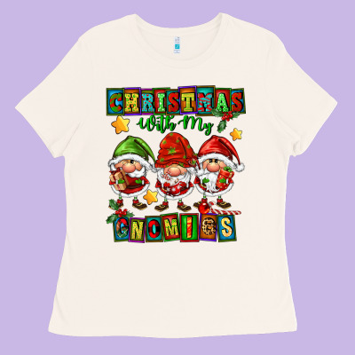 Christmas With My Gnomies Ladies Tee Designed By Fadigitalartstudio