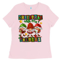 Bubblegum Pink christmas with my gnomies Ladies Tee - FaDigitalArtStudio