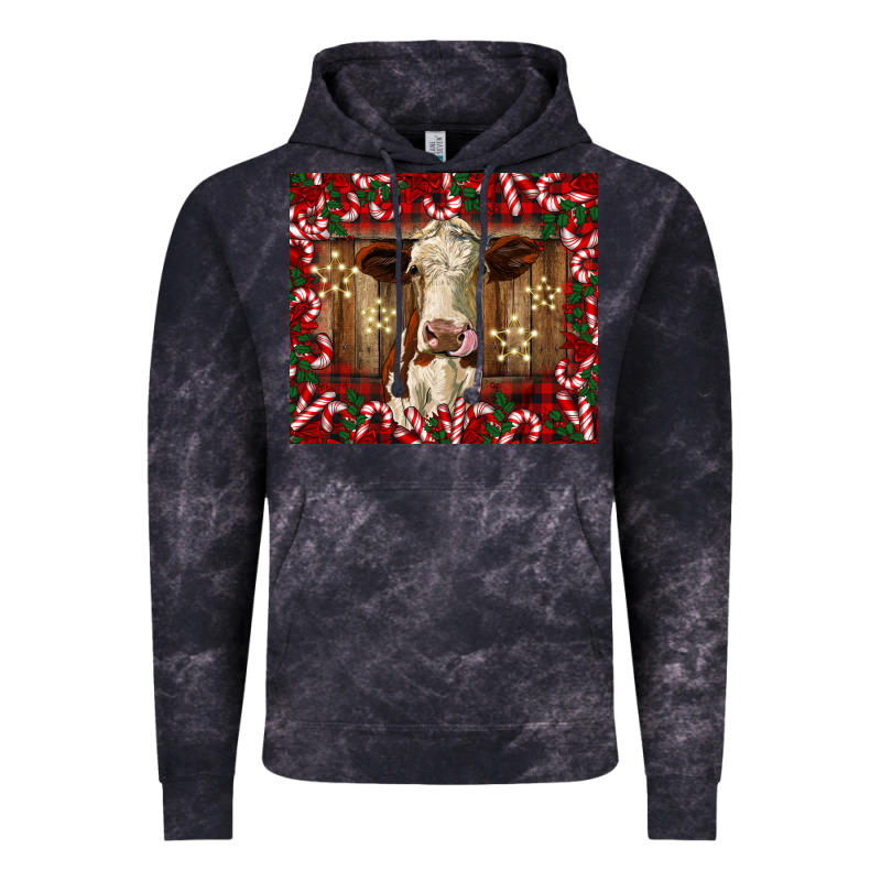 Christmas Heifer With Candy Canes Vintage Hoodie by BarkalooDesign | Teevron