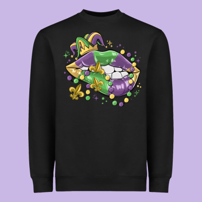Mardi Gras Lips Heavyweight Sweatshirt Designed By Maliassmallbusiness