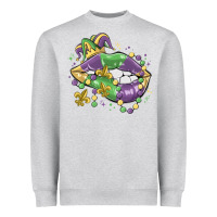 Heather Grey mardi gras lips Heavyweight Sweatshirt - MaliasSmallBusiness