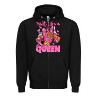 Black Survivor queen Breast Cancer afro girl sneakers Zipper Hoodie - RanaPortraitStore