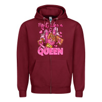Burgundy Survivor queen Breast Cancer afro girl sneakers Zipper Hoodie - RanaPortraitStore