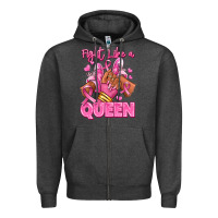 Charcoal Heather Survivor queen Breast Cancer afro girl sneakers Zipper Hoodie - RanaPortraitStore