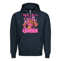 Navy Survivor queen Breast Cancer afro girl sneakers Zipper Hoodie - RanaPortraitStore