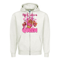 Oatmeal Heather Survivor queen Breast Cancer afro girl sneakers Zipper Hoodie - RanaPortraitStore