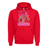 Red Survivor queen Breast Cancer afro girl sneakers Zipper Hoodie - RanaPortraitStore