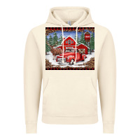 Vintage Artic Christmas farm reindeer and truck Vintage Hoodie - BarkalooDesign