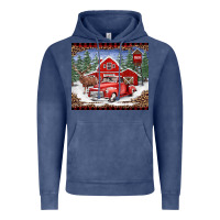 Vintage Denim Christmas farm reindeer and truck Vintage Hoodie - BarkalooDesign
