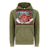 Vintage Olive Christmas farm reindeer and truck Vintage Hoodie - BarkalooDesign