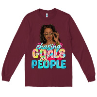 Burgundy chasing goals not people Long Sleeve Tee - NancyCooperArtShop