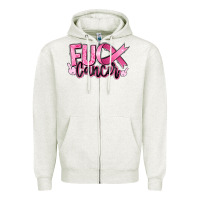 Oatmeal Heather Fu*ck Cancer Zipper Hoodie - RanaPortraitStore