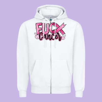 Fu*ck Cancer Zipper Hoodie Designed By Ranaportraitstore