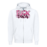 White Fu*ck Cancer Zipper Hoodie - RanaPortraitStore