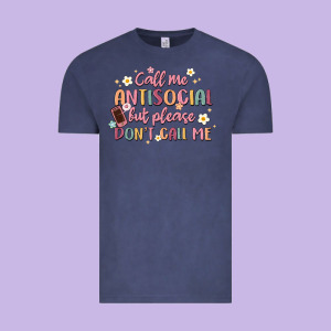 Call Me Antisocial But Please Don't Call Me Vintage Tee Designed By Maliassmallbusiness