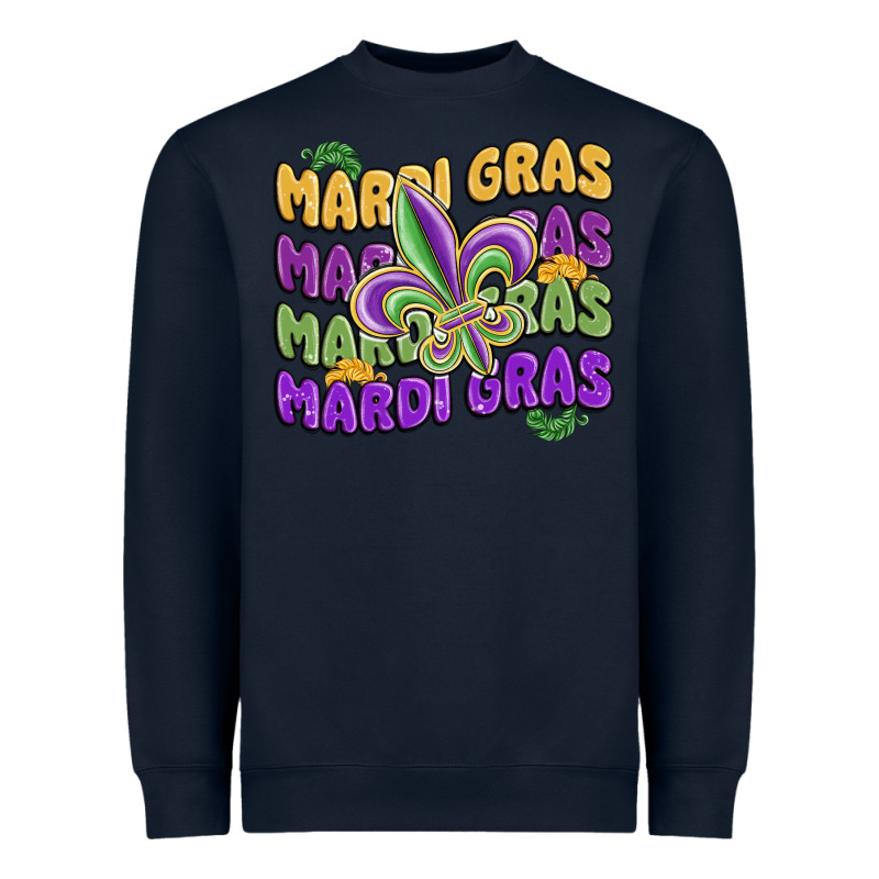 Mardi Gras With Fleur De Lis Heavyweight Sweatshirt by MaliasSmallBusiness | Teevron