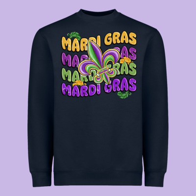 Mardi Gras With Fleur De Lis Heavyweight Sweatshirt Designed By Maliassmallbusiness