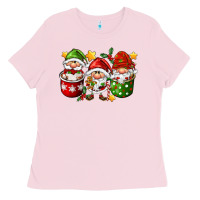 Bubblegum Pink coffee cup santa gnomies Ladies Tee - FaDigitalArtStudio