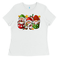 White coffee cup santa gnomies Ladies Tee - FaDigitalArtStudio
