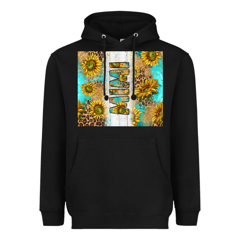 Western Mother's Day Mimi With Turquoise And Sunflowers And Leopard Tu Heavyweight Hoodie by TumblerDesignByShophia | Teevron