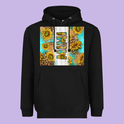 Western Mother's Day Mimi With Turquoise And Sunflowers And Leopard Tu Heavyweight Hoodie Designed By Tumblerdesignbyshophia