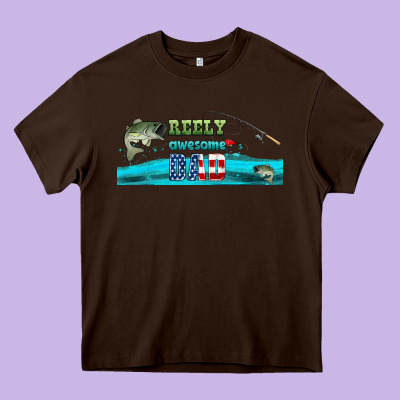 Reely Awesome Dad  Libbey Glass Heavy Core Tee Designed By Hra Design Shop