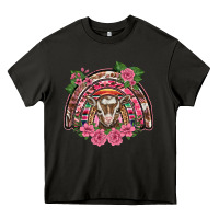 Asphalt pink floral baby goat rainbow Heavy Core Tee - BarkalooDesign