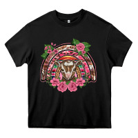 Black pink floral baby goat rainbow Heavy Core Tee - BarkalooDesign