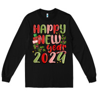 Black happy new year 2024 Long Sleeve Tee - MaliasSmallBusiness