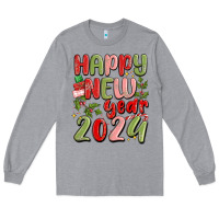 Heather Grey happy new year 2024 Long Sleeve Tee - MaliasSmallBusiness