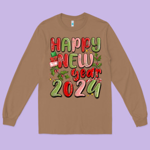 Happy New Year 2024 Long Sleeve Tee Designed By Maliassmallbusiness