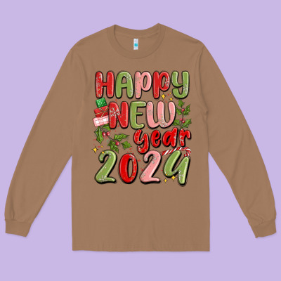 Happy New Year 2024 Long Sleeve Tee Designed By Maliassmallbusiness
