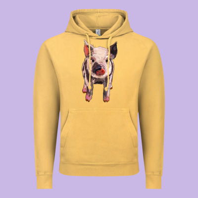 Pig Vintage Hoodie Designed By Barkaloodesign