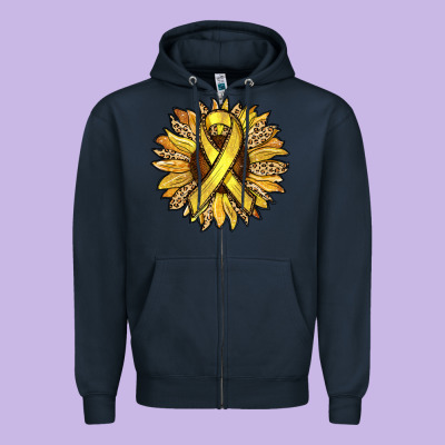 Child Cancer Awareness Sunflower Zipper Hoodie Designed By Ranaportraitstore