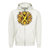 Oatmeal Heather Child Cancer Awareness Sunflower Zipper Hoodie - RanaPortraitStore