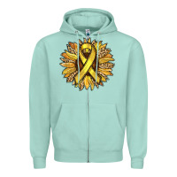 Seafoam Child Cancer Awareness Sunflower Zipper Hoodie - RanaPortraitStore