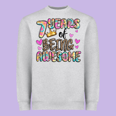 7 Years Of Being Awesome Heavyweight Sweatshirt Designed By Maliassmallbusiness