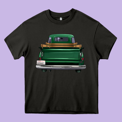 Western Green Truck Back View Heavy Core Tee Designed By Fadigitalartstudio