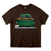 Chocolate Brown western green truck back view Heavy Core Tee - FaDigitalArtStudio
