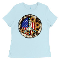 Baby Blue Peace sign Ladies Tee - JahusDesignShop