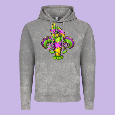 Mardi Gras Crawfish Fleur De Lis Vintage Hoodie Designed By Jasminsmagicworld