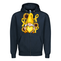 Navy Childhood Cancer gnome Zipper Hoodie - RanaPortraitStore