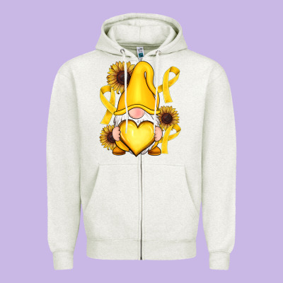 Childhood Cancer Gnome Zipper Hoodie Designed By Ranaportraitstore