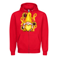 Red Childhood Cancer gnome Zipper Hoodie - RanaPortraitStore