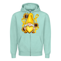 Seafoam Childhood Cancer gnome Zipper Hoodie - RanaPortraitStore