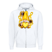 White Childhood Cancer gnome Zipper Hoodie - RanaPortraitStore