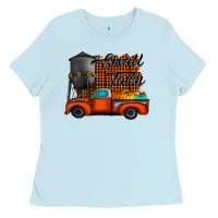 Baby Blue small town fall Ladies Tee - CowhideDigitalArt