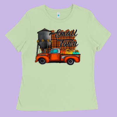 Small Town Fall Ladies Tee Designed By Cowhidedigitalart