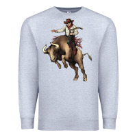 Heather Grey Cowboy bull rodeo Premium Sweatshirt - HowdyJamesFarm